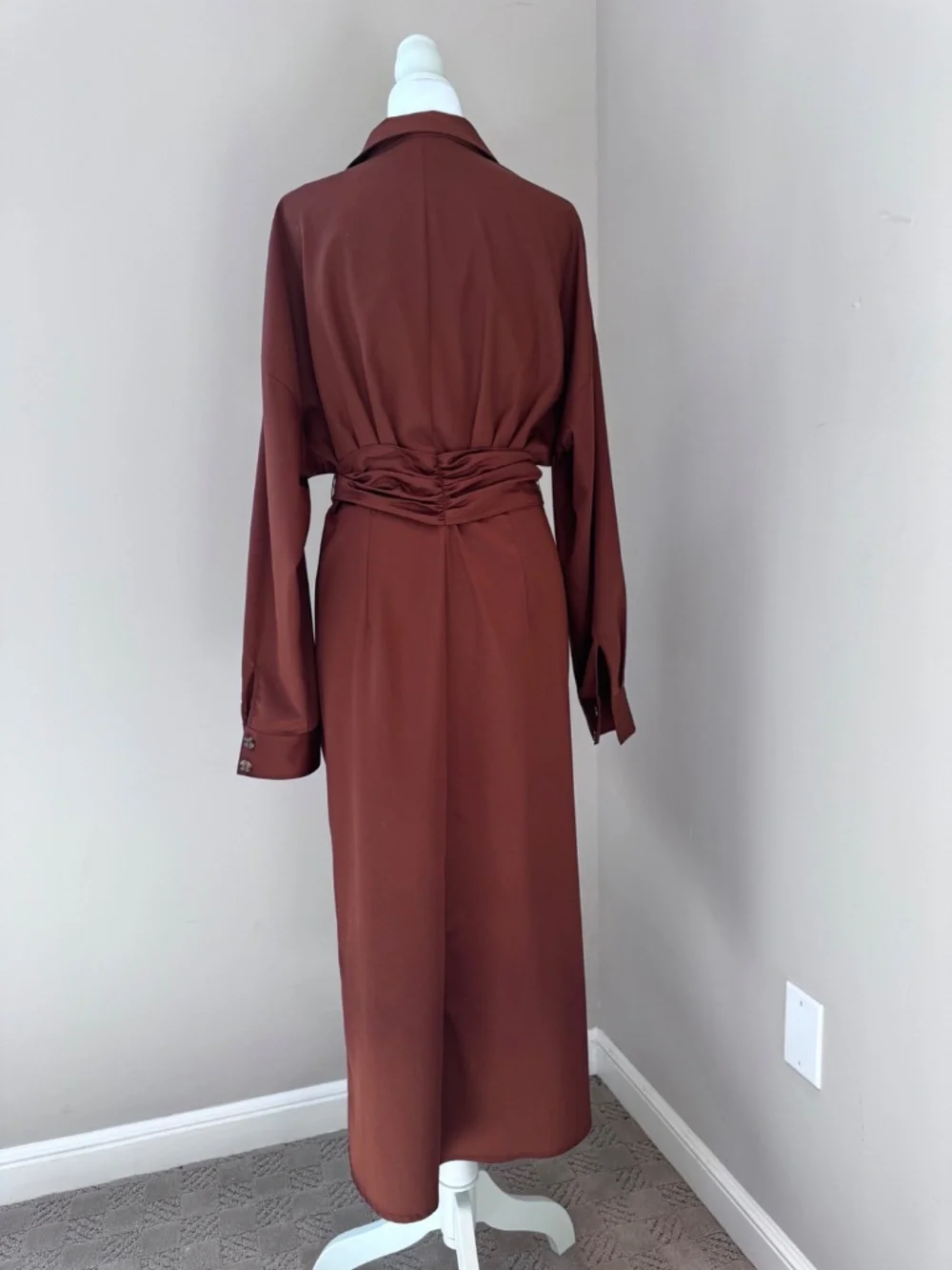 NWOT Antonio Melani Roxanne Tie Waist Midi Shirt Dress Ember Size 8 - Picture 4 of 6
